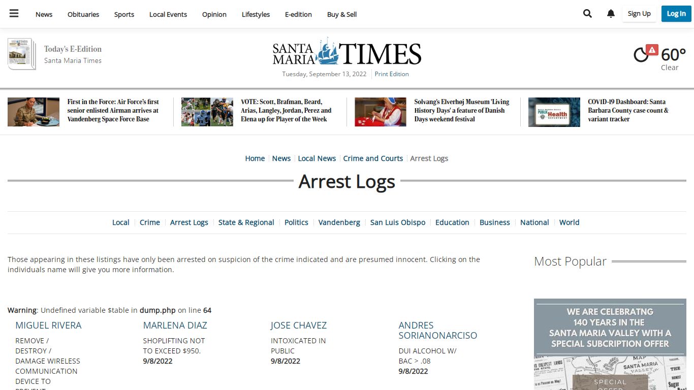 Arrest Logs | santamariatimes.com